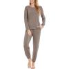 GYS Womens Pajamas Set – Viscose Made from Bamboo, Long Sleeve Sleepwear Tops with Jogger Pants Lounge Pjs Sets(Camel)