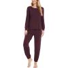 GYS Womens Pajamas Set – Viscose Made from Bamboo, Long Sleeve Sleepwear Tops with Jogger Pants Lounge Pjs Sets(Ficus Red)