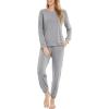 GYS Womens Pajamas Set – Viscose Made from Bamboo, Long Sleeve Sleepwear Tops with Jogger Pants Lounge Pjs Sets(Heather Grey)