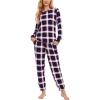 GYS Womens Pajamas Set – Viscose Made from Bamboo, Long Sleeve Sleepwear Tops with Jogger Pants Lounge Pjs Sets(Navy Red Plaid)