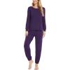 GYS Womens Pajamas Set – Viscose Made from Bamboo, Long Sleeve Sleepwear Tops with Jogger Pants Lounge Pjs Sets(Purple)