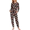 GYS Womens Pajamas Set – Viscose Made from Bamboo, Long Sleeve Sleepwear Tops with Jogger Pants Lounge Pjs Sets(Santa Claus Black)