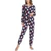 GYS Womens Pajamas Set – Viscose Made from Bamboo, Long Sleeve Sleepwear Tops with Jogger Pants Lounge Pjs Sets(Santa Claus Navy)