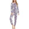 GYS Womens Pajamas Set – Viscose Made from Bamboo, Long Sleeve Sleepwear Tops with Jogger Pants Lounge Pjs Sets(Violet Floral)