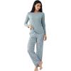 Women’s Pajama Sets Bamboo Viscose Soft and Breathable Long Sleeve Sleepwear(Greyish Green/Flower)