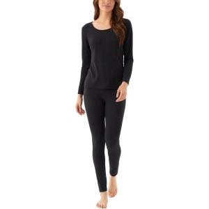 Bamboo Viscose Women’s Long Johns Sets Thermal Underwear Long Sleeve Base Layer(Black)