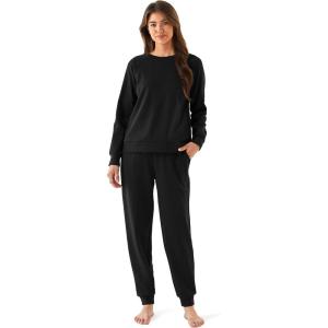 GYS 2 Piece Sets for Women Sweatsuit Lounge Set Matching Sweatshirt Sweatpants Fall Travel Outfits Tracksuit with Pockets(Black)