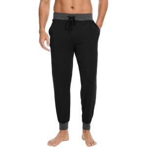 GYS Bamboo Viscose Men’s Pajama Pants Soft Joggers PJ Bottoms with Pockets and Drawstring(Black)