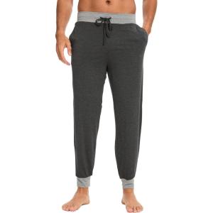 GYS Bamboo Viscose Men’s Pajama Pants Soft Joggers PJ Bottoms with Pockets and Drawstring(Black Melange)