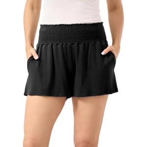 GYS Bamboo Viscose Micro Shorts for Women, Soft Lightweight Pajama Shorts, Smocked High Waist Mini Lounge Pants(Black)