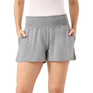 GYS Bamboo Viscose Micro Shorts for Women, Soft Lightweight Pajama Shorts, Smocked High Waist Mini Lounge Pants(Heather Grey)