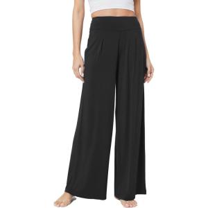 GYS Bamboo Viscose Pajama Pants for Women, Soft Wide Leg Flowy Palazzo Lounge Pants Comfy Pajama Bottoms with Pockets(Black)