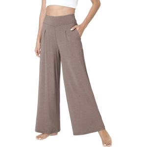GYS Bamboo Viscose Pajama Pants for Women, Soft Wide Leg Flowy Palazzo Lounge Pants Comfy Pajama Bottoms with Pockets(Camel)