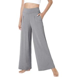GYS Bamboo Viscose Pajama Pants for Women, Soft Wide Leg Flowy Palazzo Lounge Pants Comfy Pajama Bottoms with Pockets(Heather Grey)