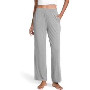 GYS Bamboo Viscose Pajama Pants for Women, Soft Wide Leg Pants with Pockets, Comfy Lounge Bottoms Loose Yoga Sweatpants S-XXL(Heather Grey)