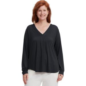 GYS Bamboo Viscose Sleep Shirt for Women, Long Sleeve Relaxed-Fit Casual Tee Shirt, Soft Cozy Pajama Tops(Black)
