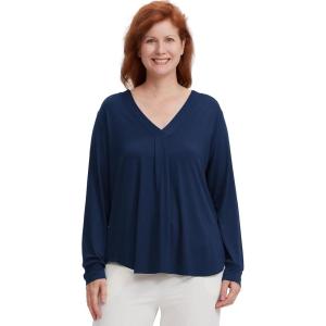 GYS Bamboo Viscose Sleep Shirt for Women, Long Sleeve Relaxed-Fit Casual Tee Shirt, Soft Cozy Pajama Tops(Navy)