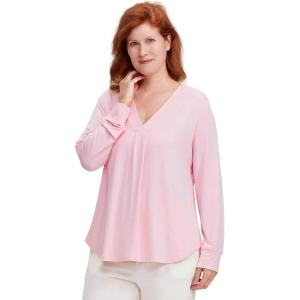 GYS Bamboo Viscose Sleep Shirt for Women, Long Sleeve Relaxed-Fit Casual Tee Shirt, Soft Cozy Pajama Tops(Pink)