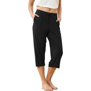 GYS Bamboo Viscose Women Pajama Pants Comfy Capri Lounge Pants with Pockets(Black)