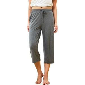 GYS Bamboo Viscose Women Pajama Pants Comfy Capri Lounge Pants with Pockets(Dark Heather Grey)