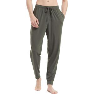 GYS Men’s Pajama Pants Joggers – Viscose Made from Bamboo, Knit Pj Bottoms Lightweight Lounge Sleep Pants(Army Green)