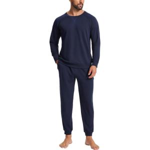 GYS Mens Sweatsuit 2 Piece Outfits Sets, Long Sleeve Fall Tracksuit Casual Jogging Sweat Suit Set(Deep Navy)