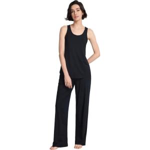 GYS Pajama Set for Women Bamboo Viscose U Neck Tank Top and Pants Soft 2 Piece Sleepwear Sets(Black)