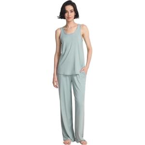 GYS Pajama Set for Women Bamboo Viscose U Neck Tank Top and Pants Soft 2 Piece Sleepwear Sets(Light Greyish Green)