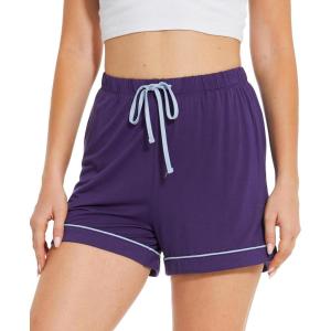 GYS Pajama Shorts for Women – Viscose Made from Bamboo, Soft Sleep Shorts Stretchy Sleepwear Casual Pj Bottoms(C- Purple)