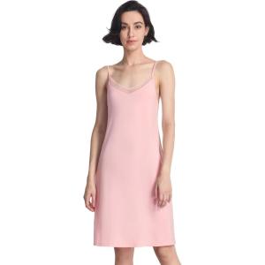 GYS Sleeveless Nightgowns for Women Soft Bamboo Viscose Full Slip Spaghetti Strap Camisole Under Dress(Pink)