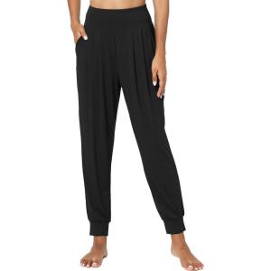 GYS Women Pajama Pants Bamboo Viscose High-Waist Soft Sleep Bottoms with Pockets(Black)