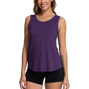 GYS Women Tank Tops Loose Fit Summer Basic Sleeveless Tops Bamboo Viscose Pajama Shirts(Purple)