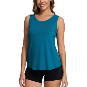 GYS Women Tank Tops Loose Fit Summer Basic Sleeveless Tops Bamboo Viscose Pajama Shirts(Teal Blue)