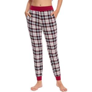 GYS Women’s Bamboo Viscose Pajama Pants, High Waist Christmas Plaid Sleepwear Joggers with Pockets(Multicoloured Plaid)