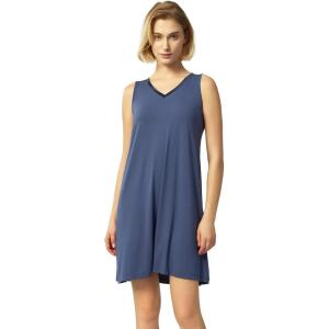 GYS Womens Bamboo-Derived Viscose Nightgowns Soft Sleeveless V Neck Nightdress Lightweight Sleep Shirt S-4XP(A- Indigo Blue)