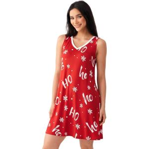 GYS Womens Bamboo-Derived Viscose Nightgowns Soft Sleeveless V Neck Nightdress Lightweight Sleep Shirt S-4XP(A- Xmas Red)