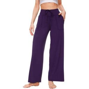GYS Women’s Pajama Pants Soft Bamboo Viscose Lounge Pants High Waisted Pj Bottoms Comfy Yoga Pants with Pockets(Dark Purple)