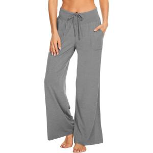 GYS Women’s Pajama Pants Soft Bamboo Viscose Lounge Pants High Waisted Pj Bottoms Comfy Yoga Pants with Pockets(Heather Grey)