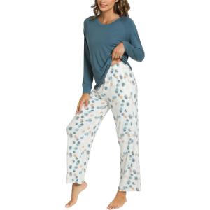 GYS Women’s Pajama Sets Long Sleeve Sleepwear Comfy 2 Piece Ladies Pj Sleep Set, Viscose Made from Bamboo(A- Green)