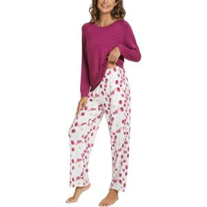GYS Women’s Pajama Sets Long Sleeve Sleepwear Comfy 2 Piece Ladies Pj Sleep Set, Viscose Made from Bamboo(A- Purple)
