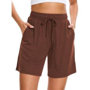GYS Womens Pajama Shorts Soft Comfy Summer Lounge Sleep Bottoms with Drawstring and Pockets(Coffee)