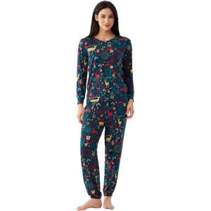 GYS Womens Pajamas Set – Viscose Made from Bamboo, Long Sleeve Sleepwear Tops with Jogger Pants Lounge Pjs Sets(Xmas Chaos)
