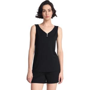 GYS Women’s Pajamas Set Bamboo Viscose Short Sleeve Top and Shorts 2 Piece Summer Sleepwear(Black)