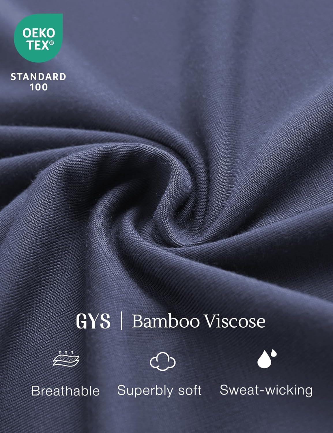 imageGYS Bamboo Viscose Mens Pajama Sets 2 Piece Long Sleeve Sleep Set with PocketsMidnight Blue