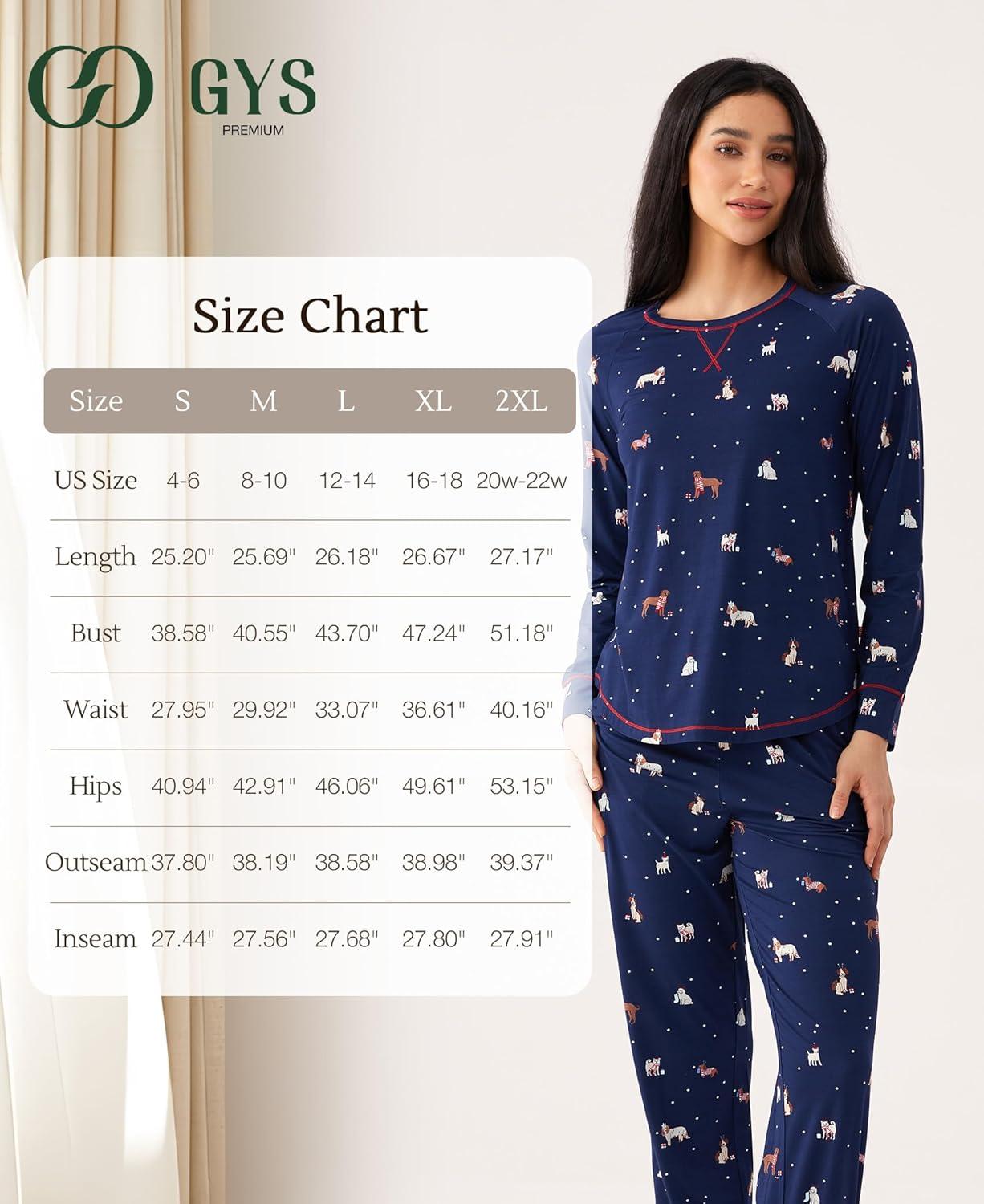 imageGYS Premium Bamboo Viscose Womens Pajamas Set Long Sleeve Sleepwear Tops with Jogger Pants Pjs SetsBlackWine Red Plaid