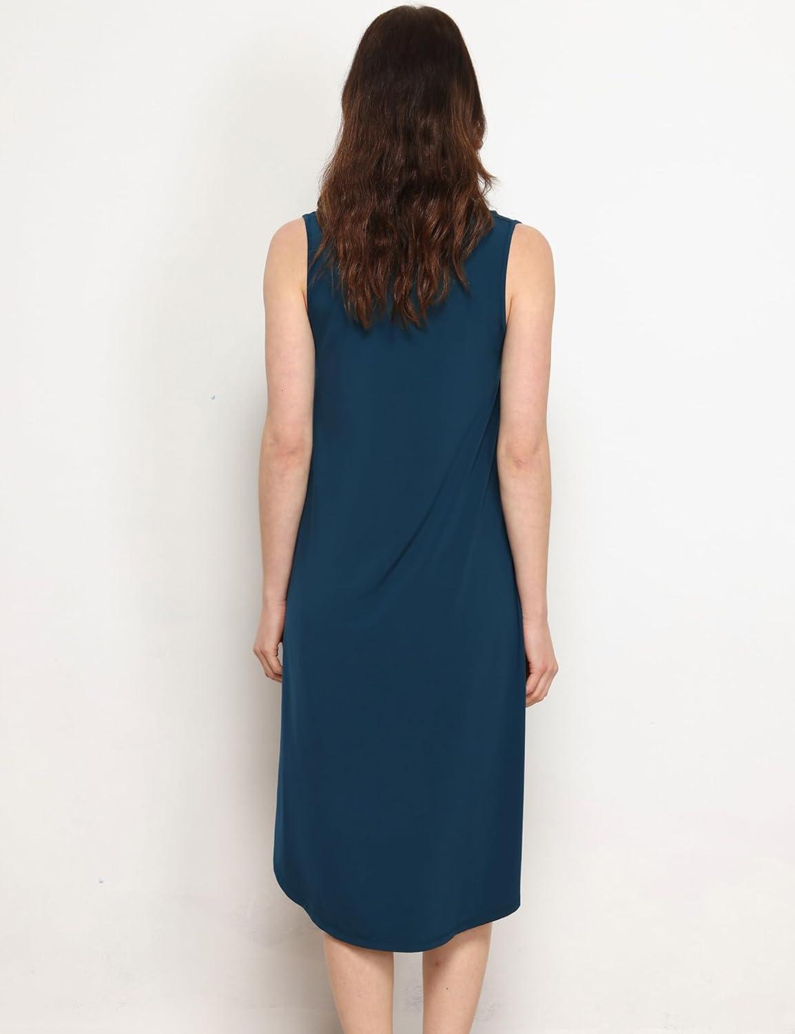 imageGYS Premium Sleeveless Nightgowns for Women Soft Bamboo Viscose V Neck Tank Pajama DressInk Blue