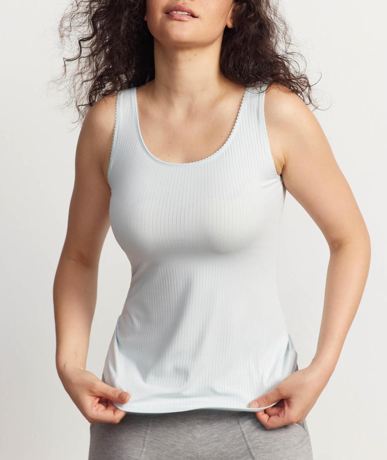 imageGYS Women Tank Top Bamboo Viscose CoolBreathable Comfort CloudSoft Casual Sleeveless Pajama TopsBreezy Blue