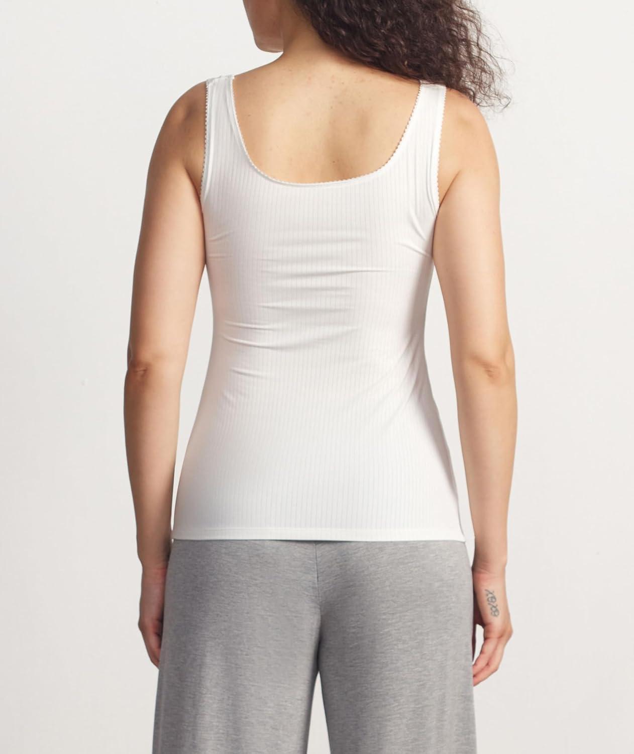 imageGYS Women Tank Top Bamboo Viscose CoolBreathable Comfort CloudSoft Casual Sleeveless Pajama TopsWhite