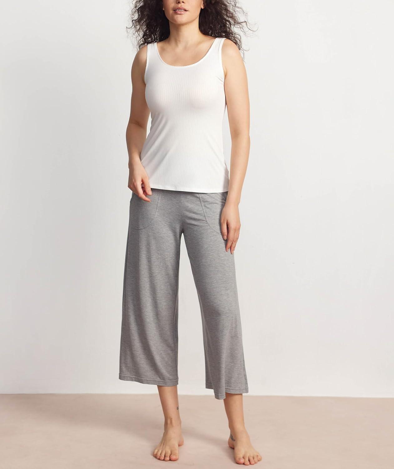 imageGYS Women Tank Top Bamboo Viscose CoolBreathable Comfort CloudSoft Casual Sleeveless Pajama TopsWhite