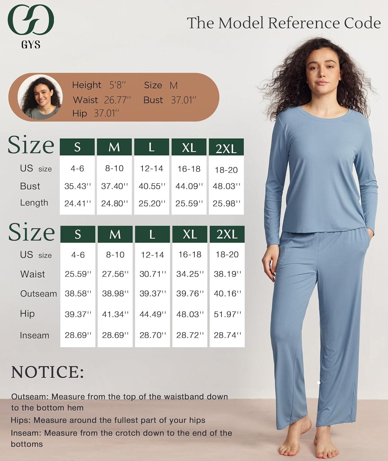 imageGYS Womens Pajama Set Bamboo Viscose CloudSoft Long Sleeve Yearround Comfort Sleep SetsGrayish Green